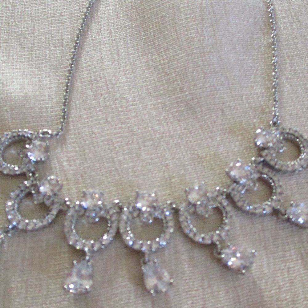 NEW Marchesa Cubic Zirconia CZ Silver Tone Necklace Evening, Wedding NWT - Picture 8 of 8
